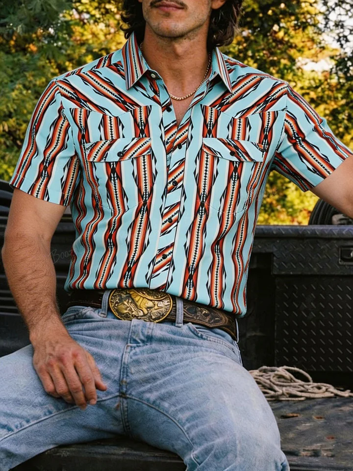 Men's Navajo Stripe Western Shirt