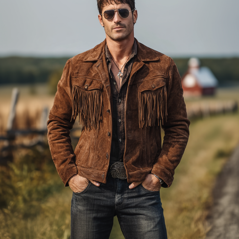 Men's Vintage Faux Suede Tassel  Jacket MTA0156H5X