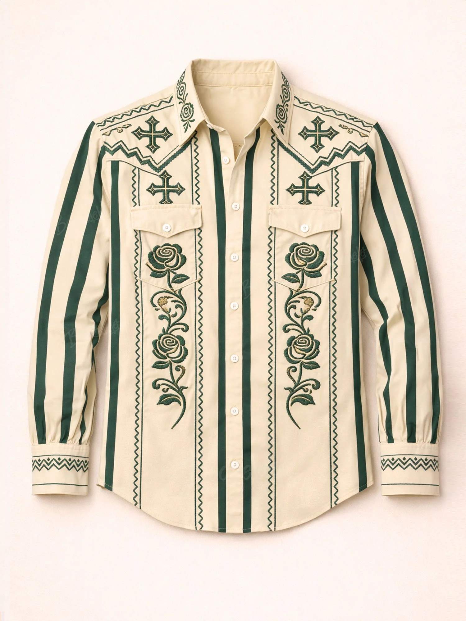 Men's Western Shirt, Long Sleeve Button Down Cowboy Shirt for Rodeo