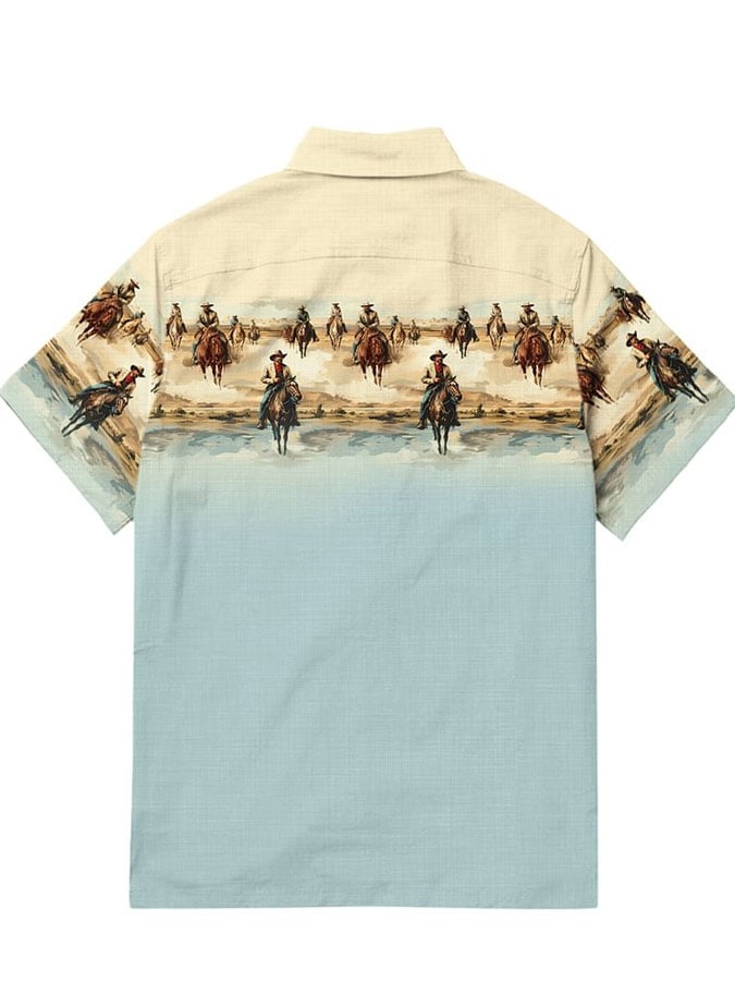 Men's Vintage Western Print Shirt