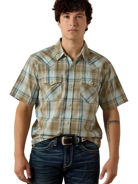 Ariat Mens Retro Hawk Fitted Short Sleeve Snap Shirt