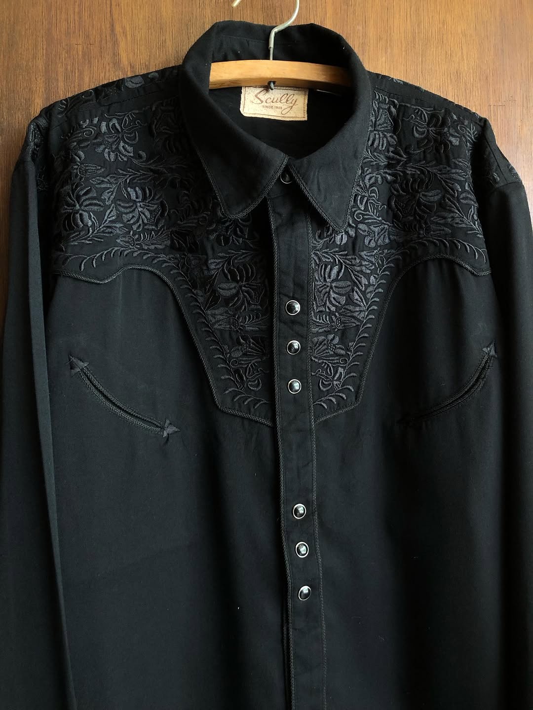 Black Monochrome Floral Western Shirt