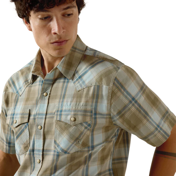 Ariat Mens Retro Hawk Fitted Short Sleeve Snap Shirt