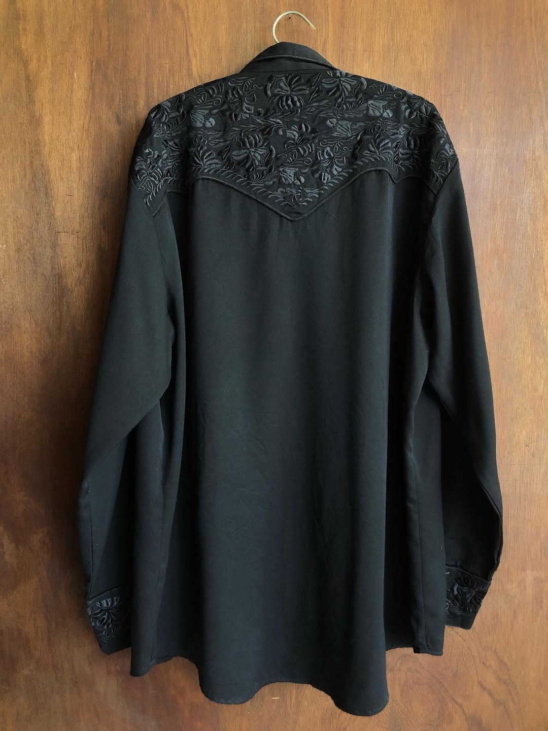 Black Monochrome Floral Western Shirt