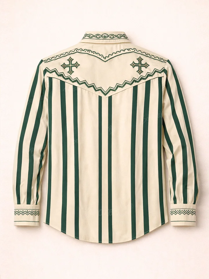 Men's Western Shirt, Long Sleeve Button Down Cowboy Shirt for Rodeo