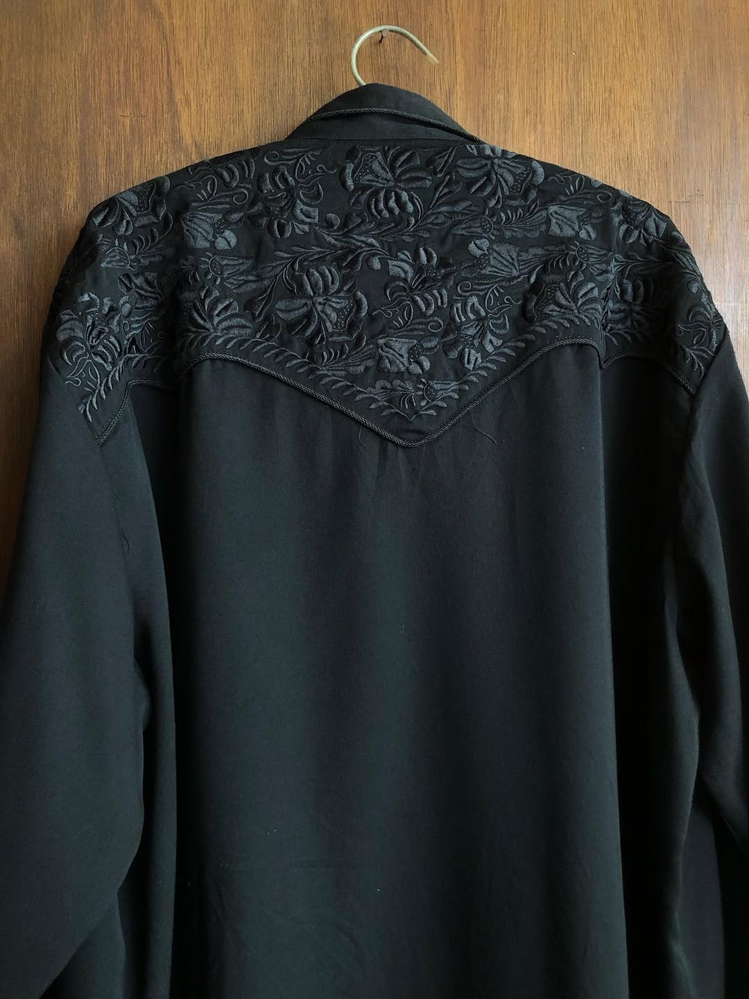Black Monochrome Floral Western Shirt
