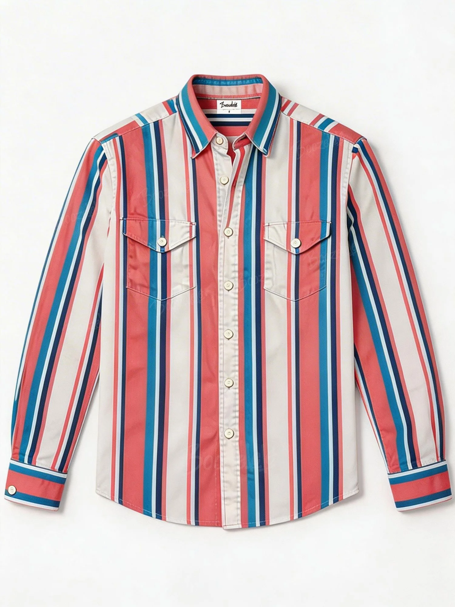 Men's Western Casual Pink Striped Shirt