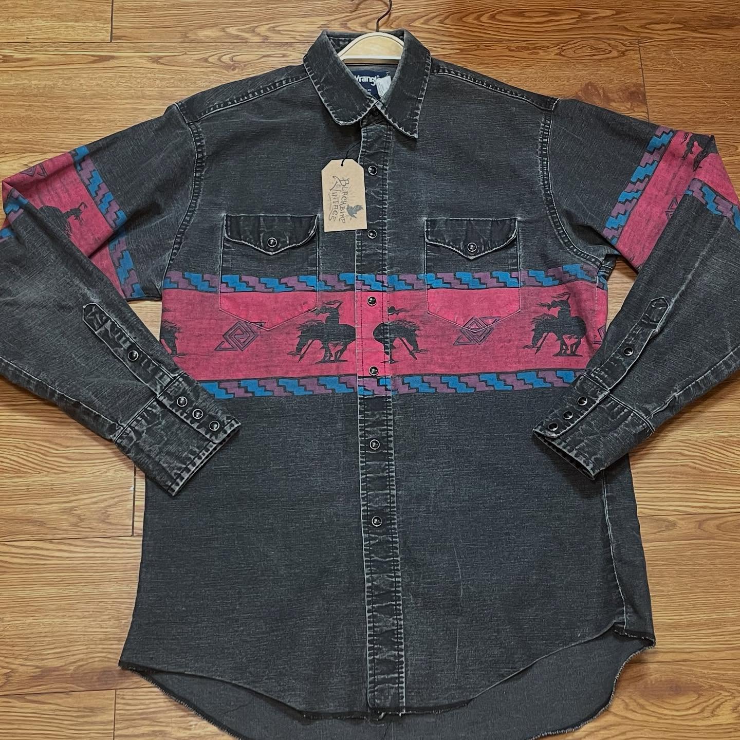 Vintage 90s Aztec Cowboy Print Western Shirt