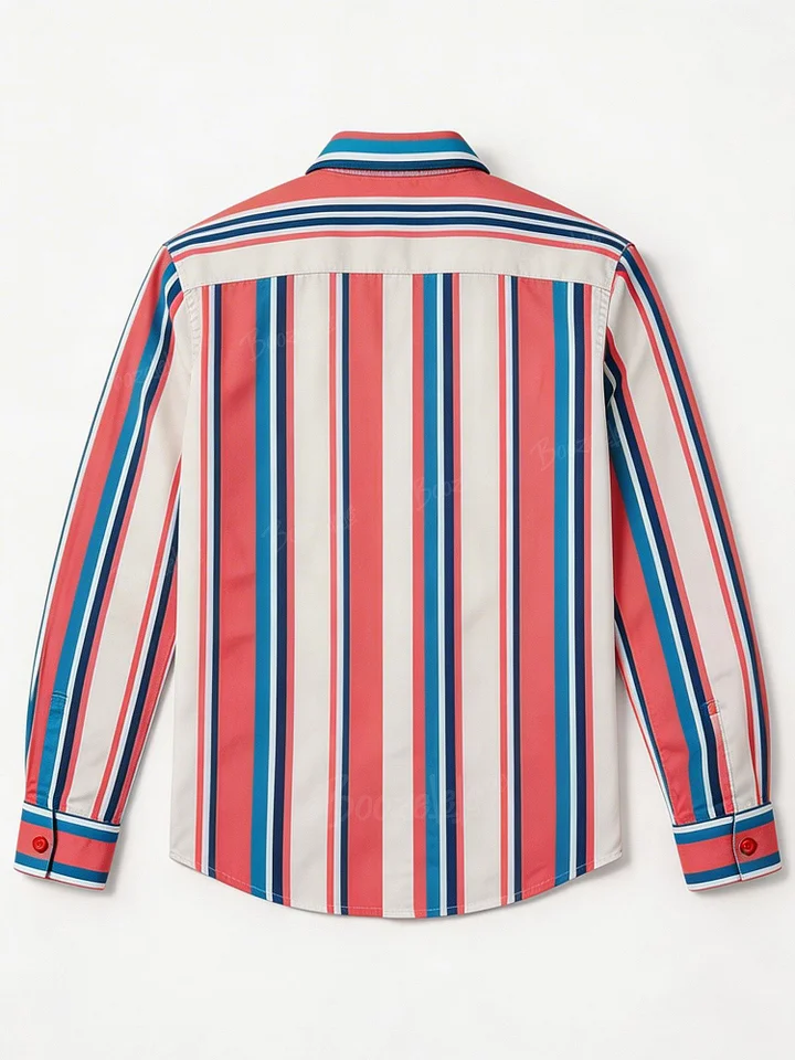 Men's Western Casual Pink Striped Shirt