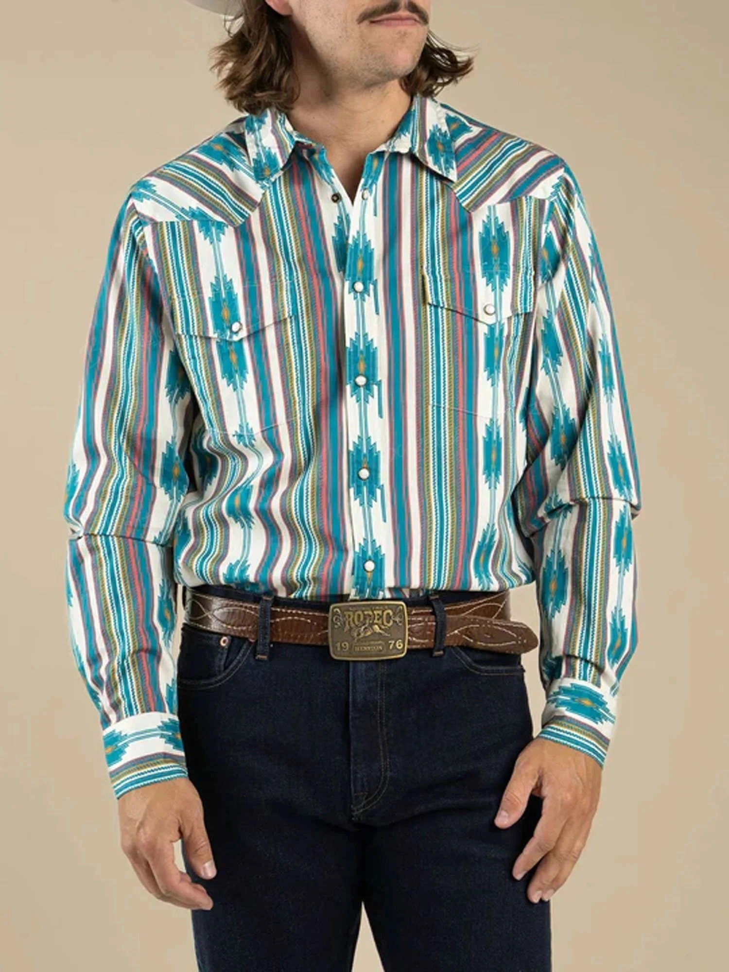 Men's Western Aztec Navajo Print Button Down Shirt