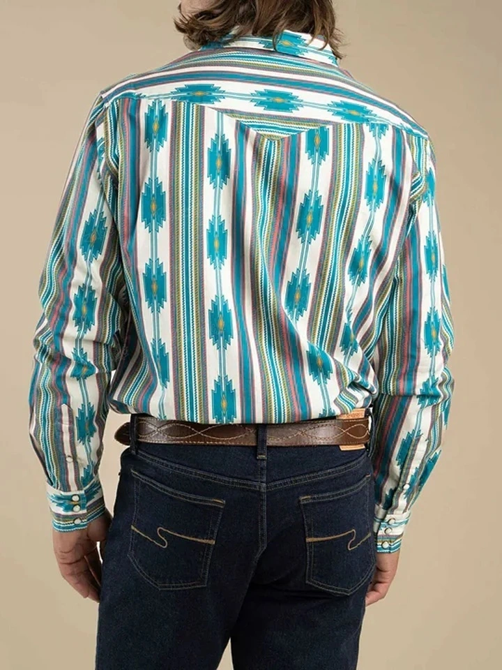 Men's Western Aztec Navajo Print Button Down Shirt