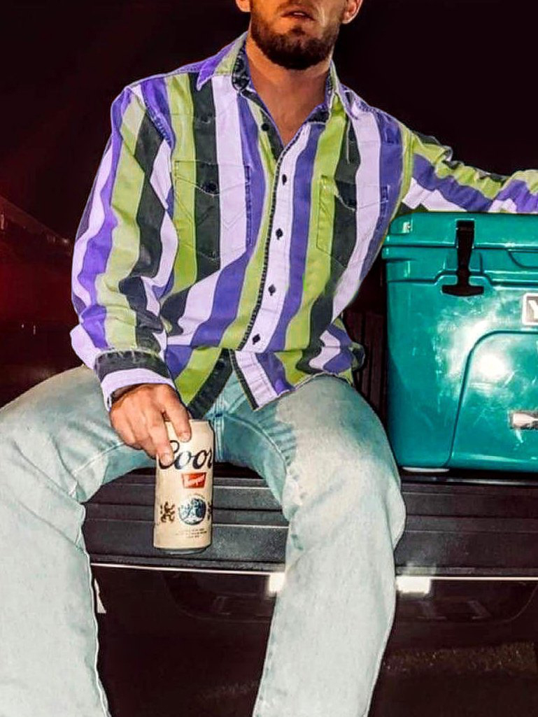 Blue and Brown Striped Shirt