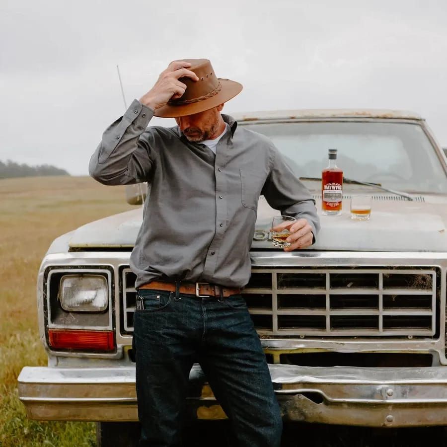 Men's Gray Western Casual Vintage Lapel Long Sleeve Shirt