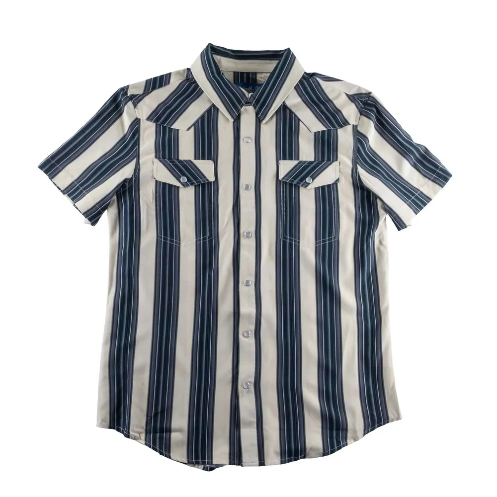 Panhandle Men's Short Sleeve Snap Button Slim Fit Black Short Shirt