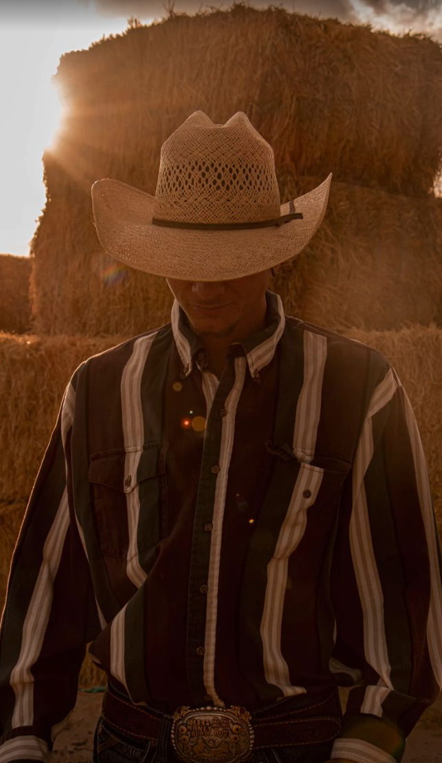 Men's Striped Print Retro Western Fashion Casual Lapel Long Sleeve Shirt