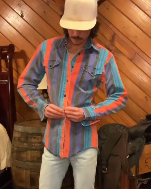 Men's Retro Casual Fuchsia Striped Shirt