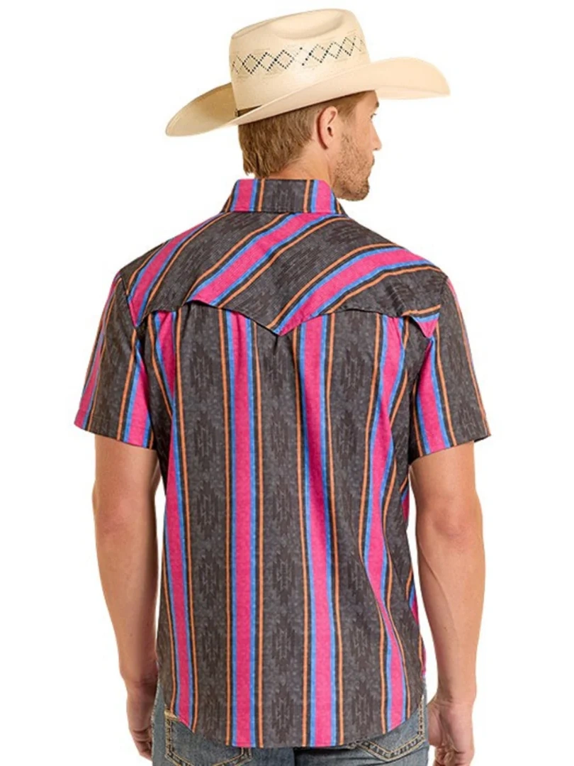 Rock & Roll Denim Men's TEK Ripstop Black Stripes Snap Shirt