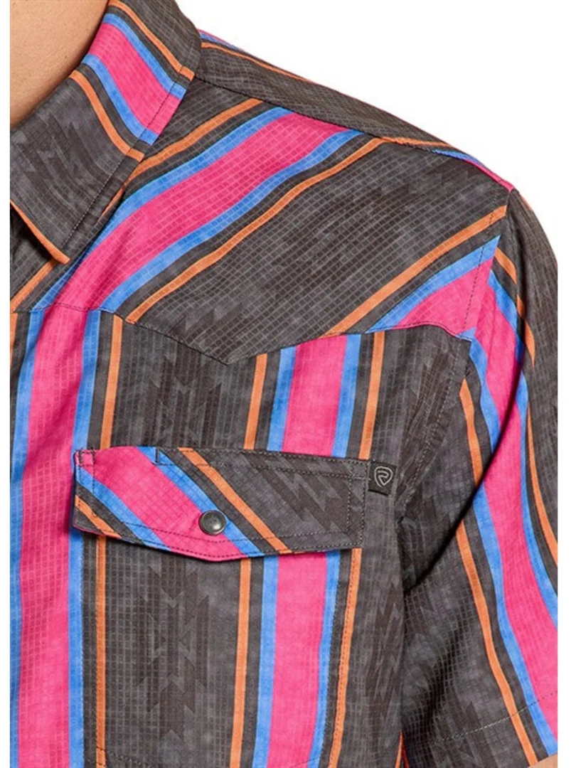 Rock & Roll Denim Men's TEK Ripstop Black Stripes Snap Shirt