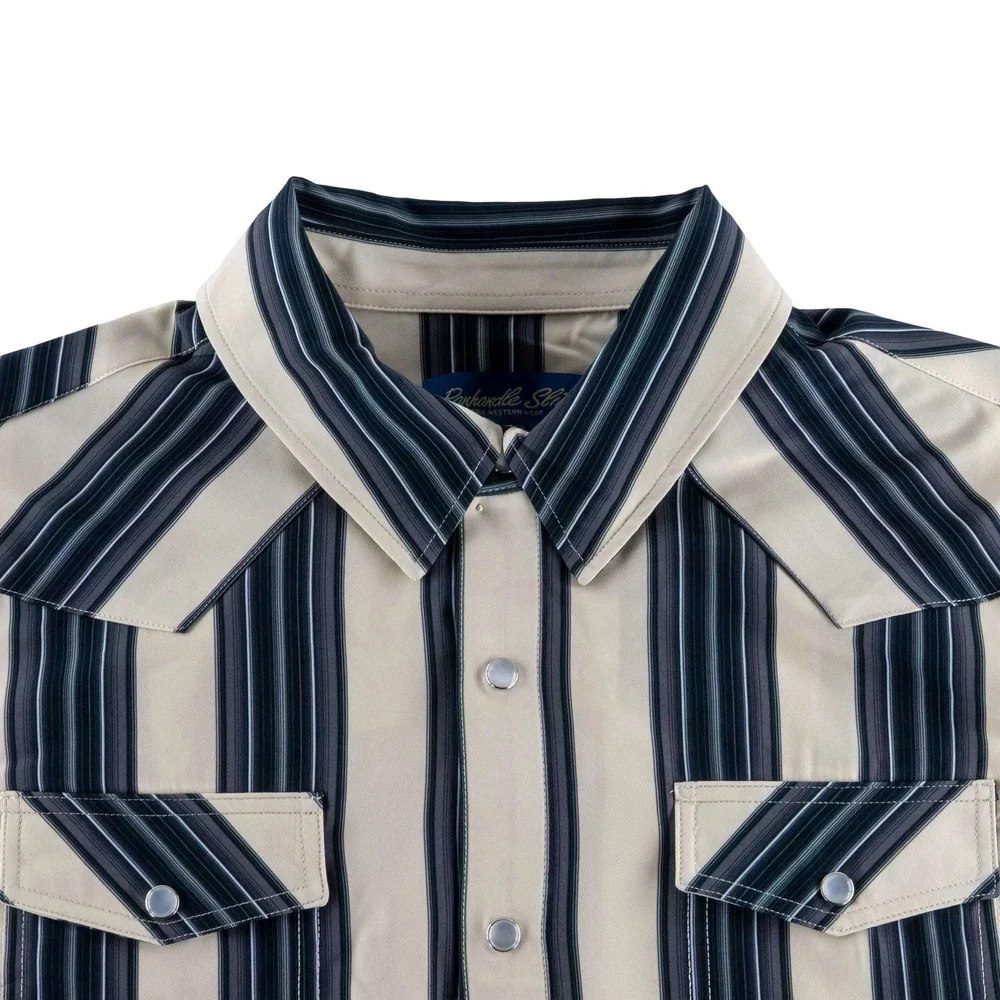 Panhandle Men's Short Sleeve Snap Button Slim Fit Black Short Shirt