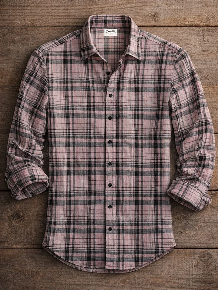Retro Northwest Pink Plaid Casual Shirt
