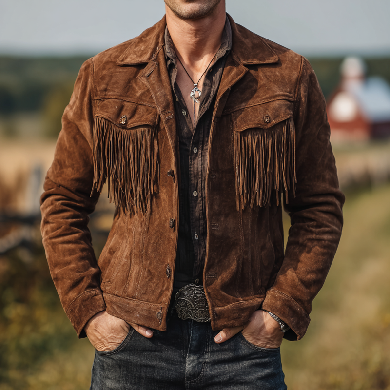 Men's Vintage Faux Suede Tassel  Jacket MTA0156H5X