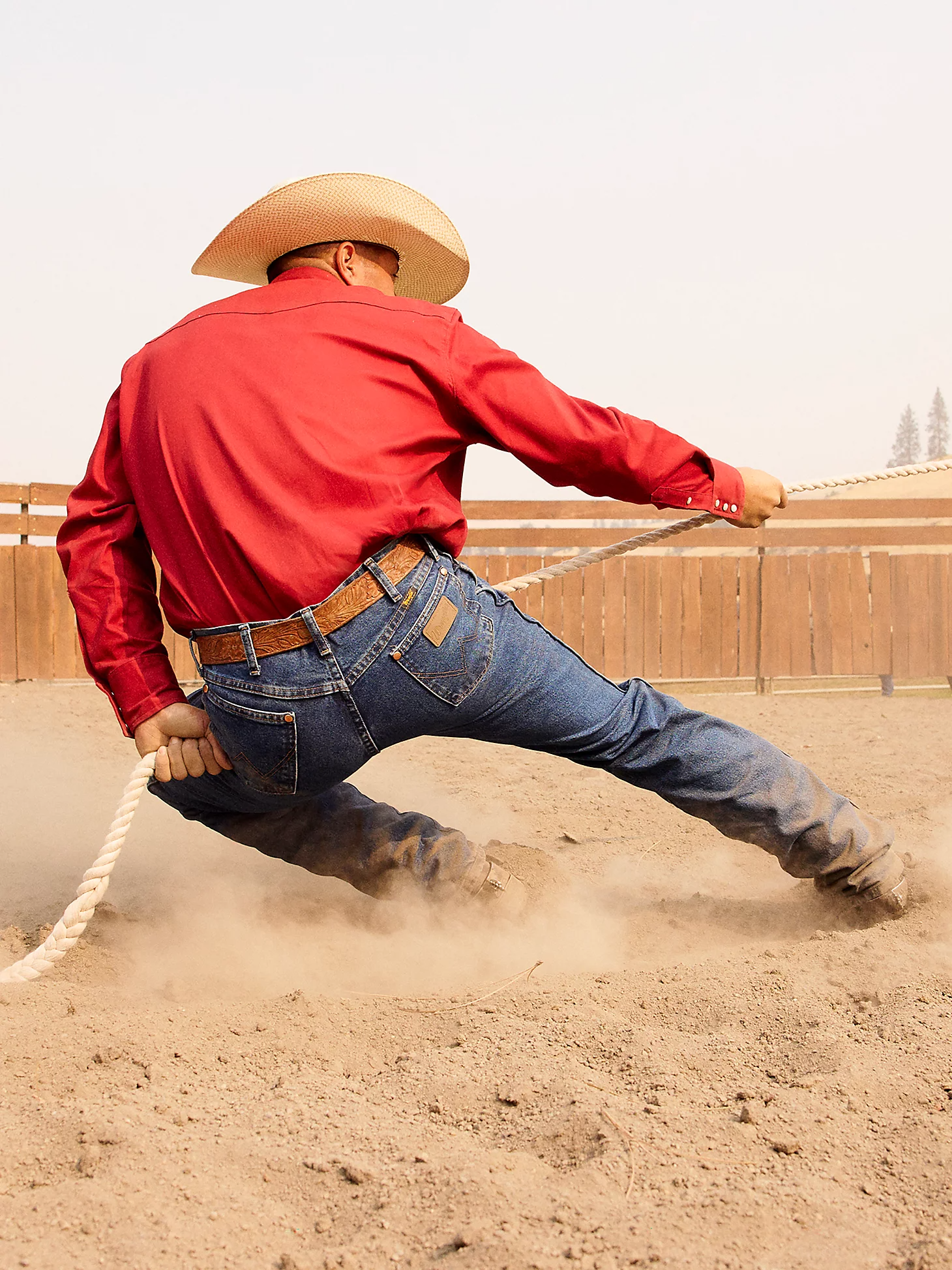 Men's Retro Red Western Fashion Casual Lapel Long Sleeve Shirt