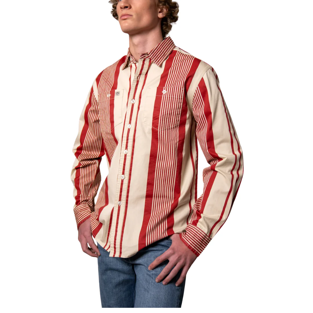 Men's Reddy Striped Western Snap Shirt in Brick Red