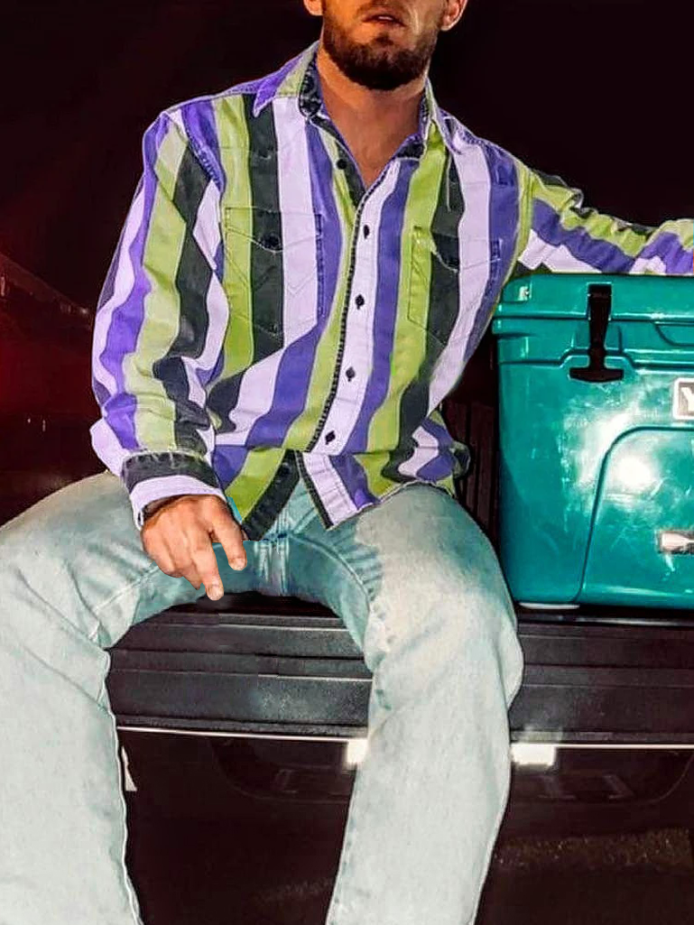 Blue and Brown Striped Shirt