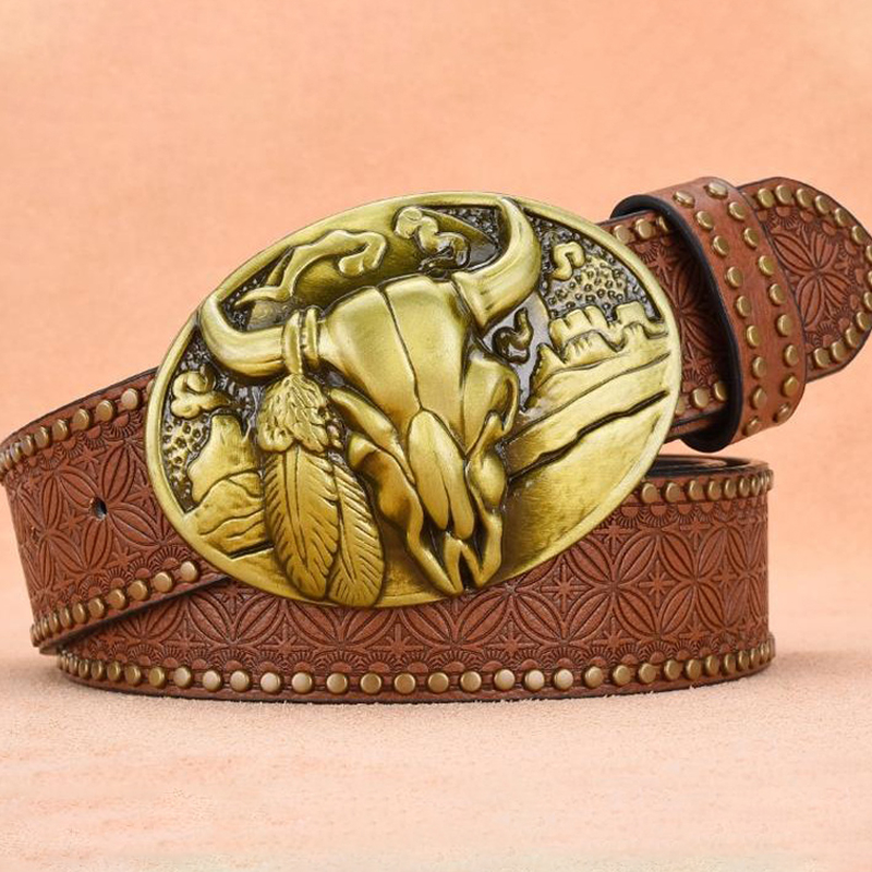 Men's Vintage Fashion Rivet Embossed Belt
