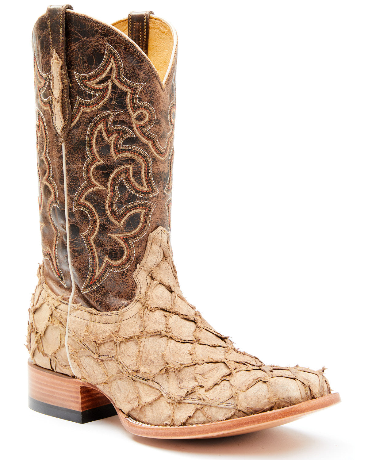 Men's Exotic Pirarucu Western Boots - Broad Square Toe