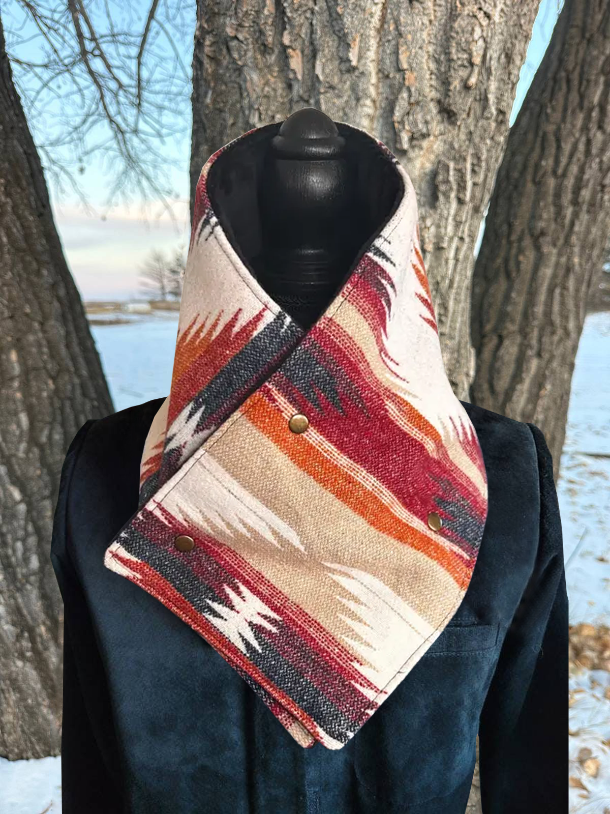 Western Red Aztec Warm Neck Hood