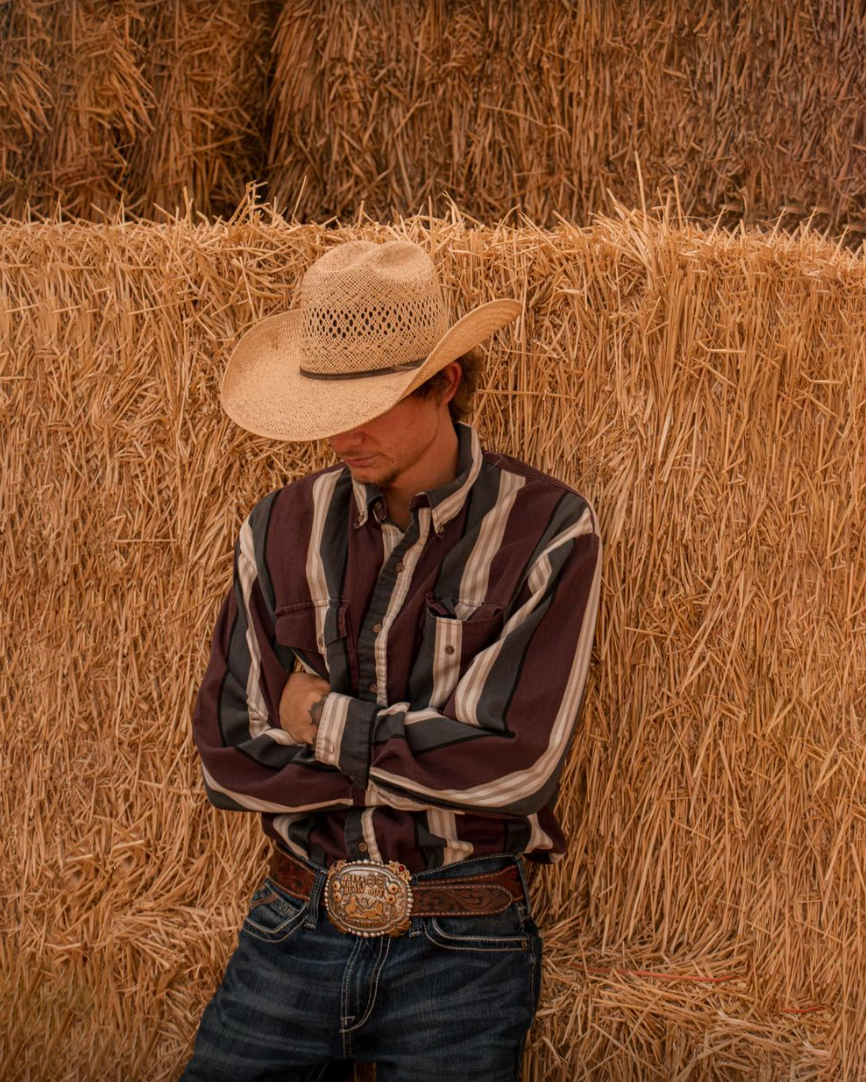 Men's Striped Print Retro Western Fashion Casual Lapel Long Sleeve Shirt