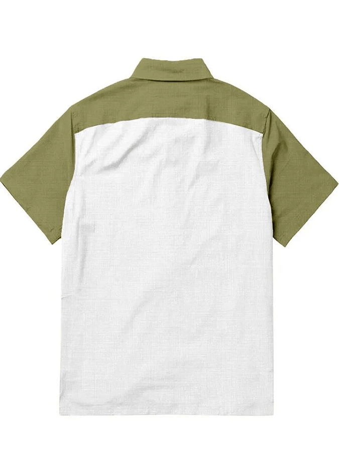 Men's Retro Western Contrast Print Short Sleeve Casual Shirt