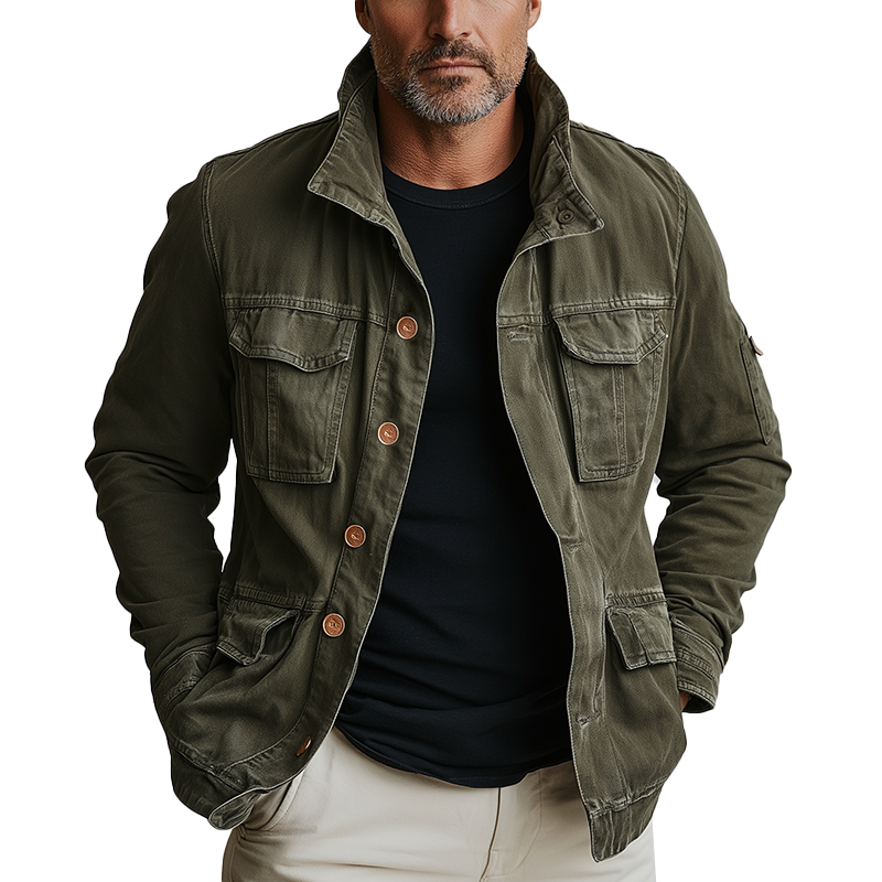 Men's Vintage Washed Denim Jacket MTA0152H4P