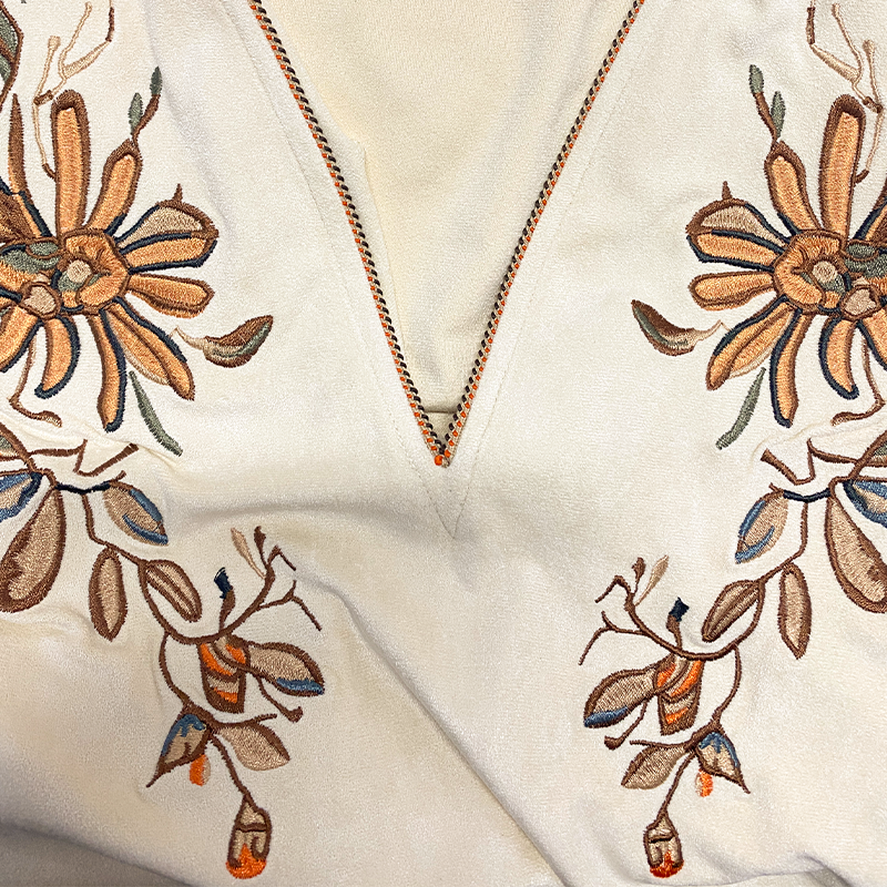 Men's Spring and Summer Classic Western Cowboy Style Thin Suede Embroidered Deep V-neck Tank Top 00494118K