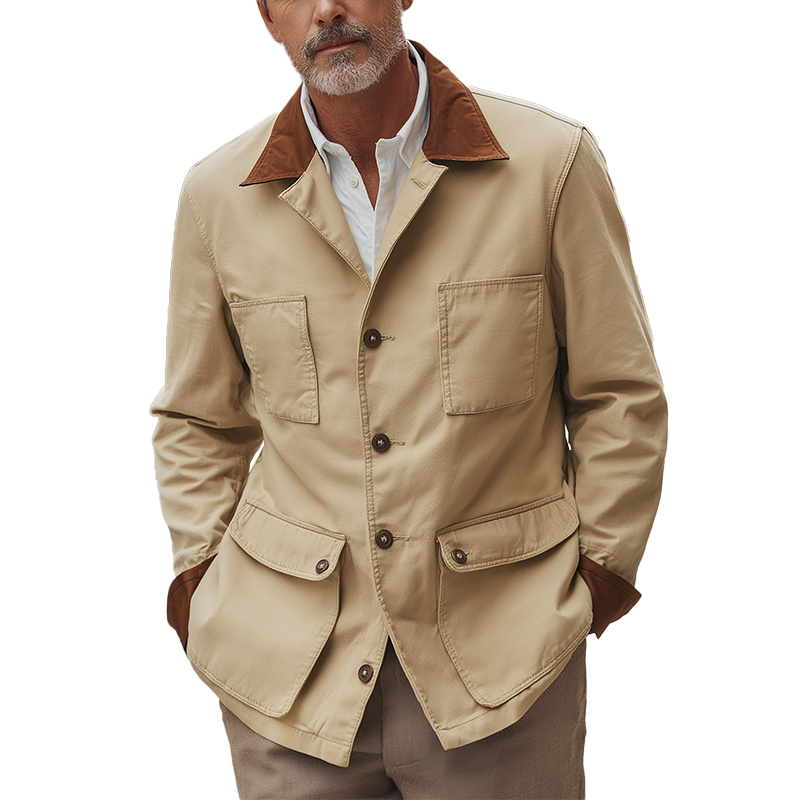 Men's Retro Simple Long Sleeve Jacket MTA0135H9P