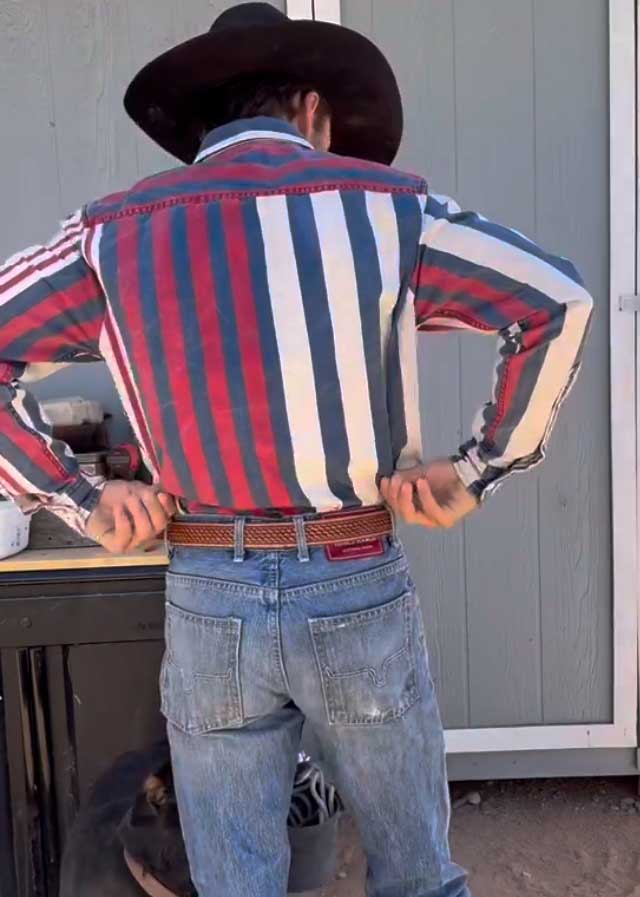 Men's Casual Vintage Blue Striped Long Sleeve Shirt