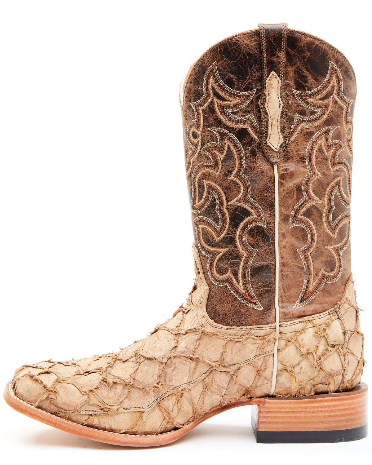 Men's Exotic Pirarucu Western Boots - Broad Square Toe