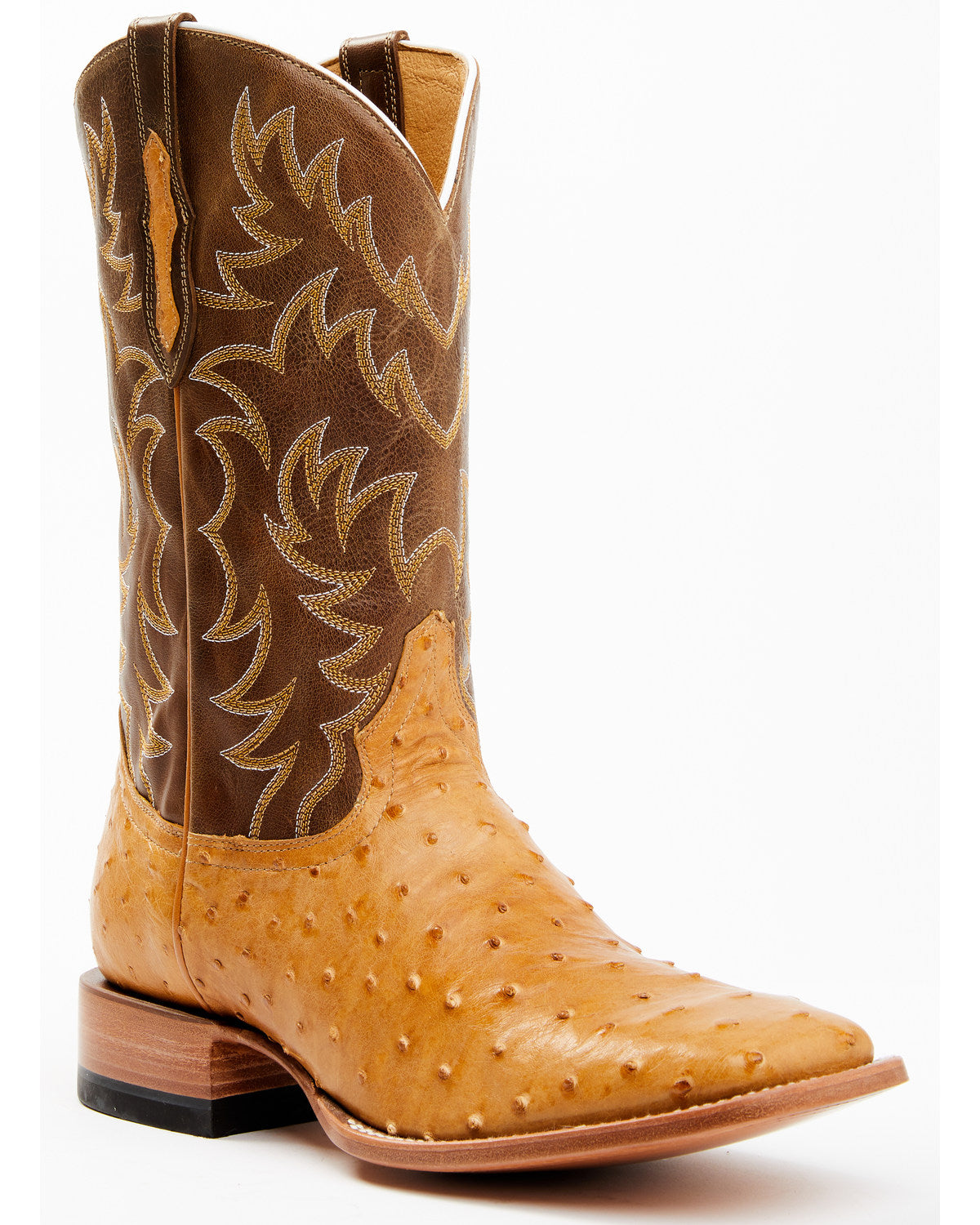 Men's Full-Quill Ostrich Exotic Western Boots - Broad Square Toe