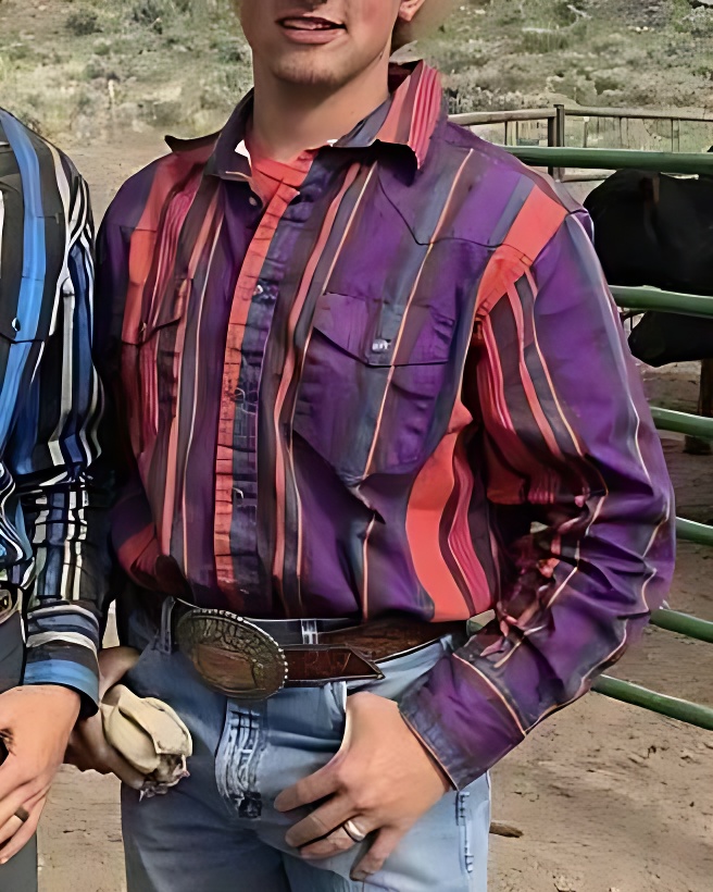 Men's casual retro striped print long sleeve lapel shirt