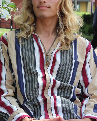 Men's casual retro striped print long sleeve lapel shirt