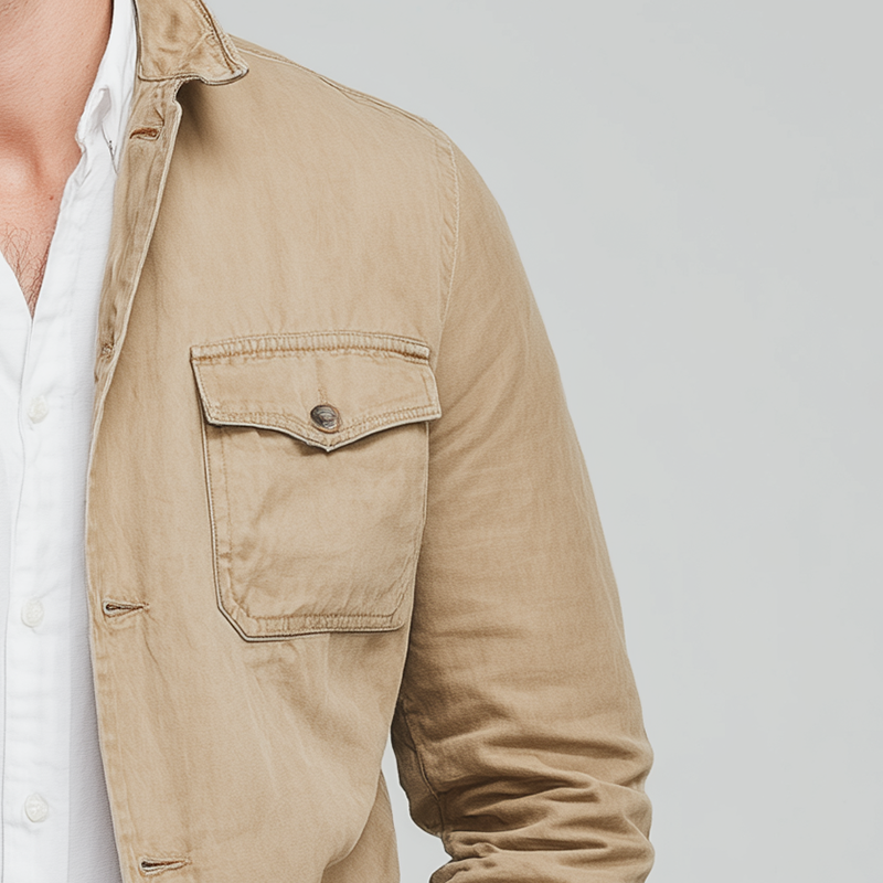 Men's Vintage Washed Cotton Long Sleeve Jacket MTA0138H4P