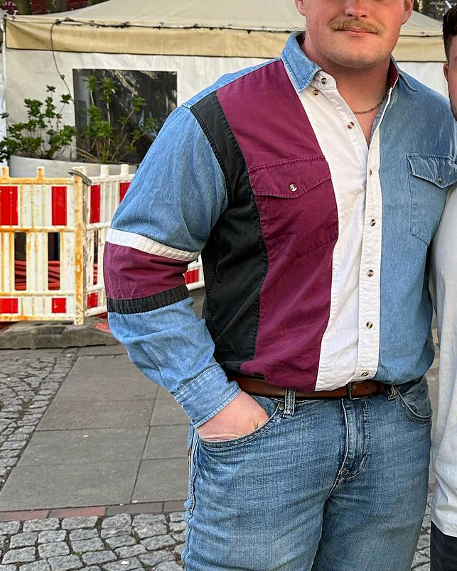 Men's Casual Retro Blue Striped Long Sleeve Shirt