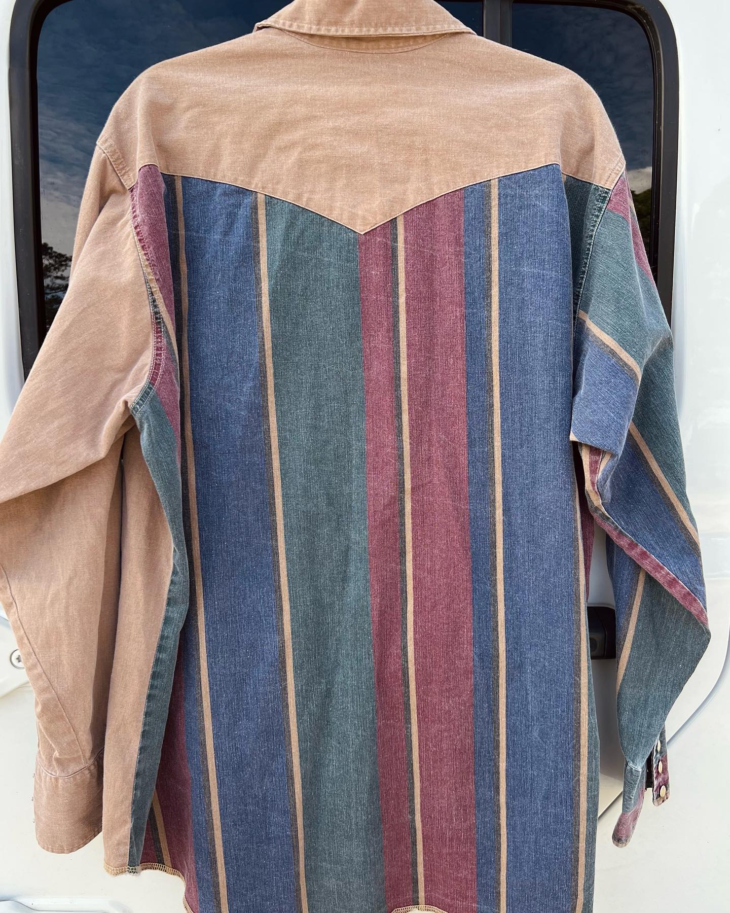 Men's Retro Casual Red Khaki Striped Print Long Sleeve Shirt