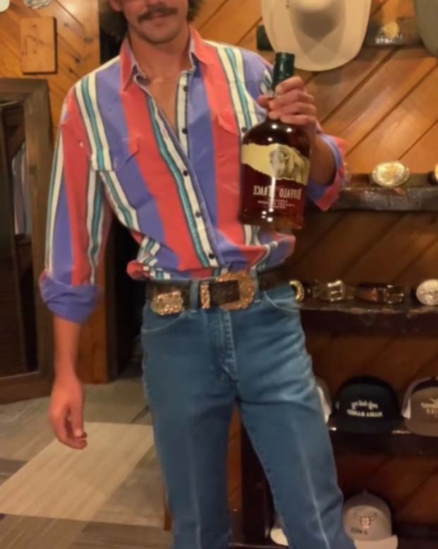 Men's Western Casual Purple Red Striped Shirt