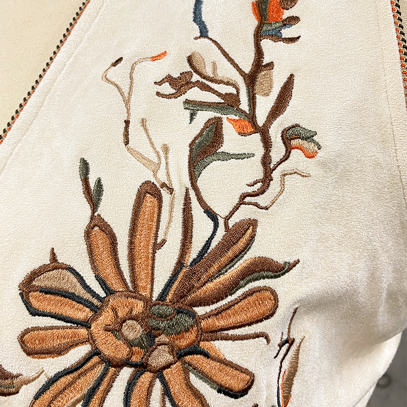 Men's Spring and Summer Classic Western Cowboy Style Thin Suede Embroidered Deep V-neck Tank Top 00494118K