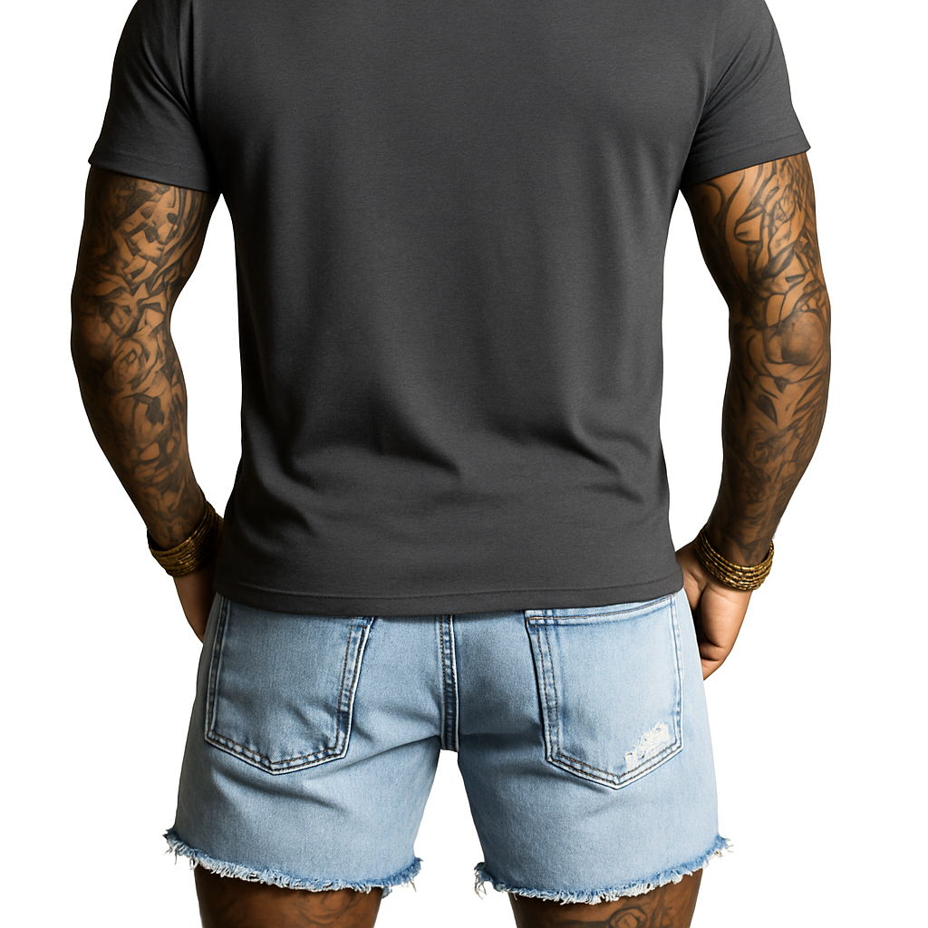 Men's Ripped Check Denim Shorts MTA1296F1X