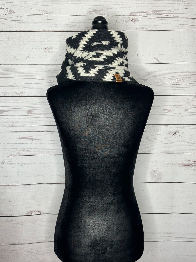 Black & White Western Aztec Warm Neck Hood