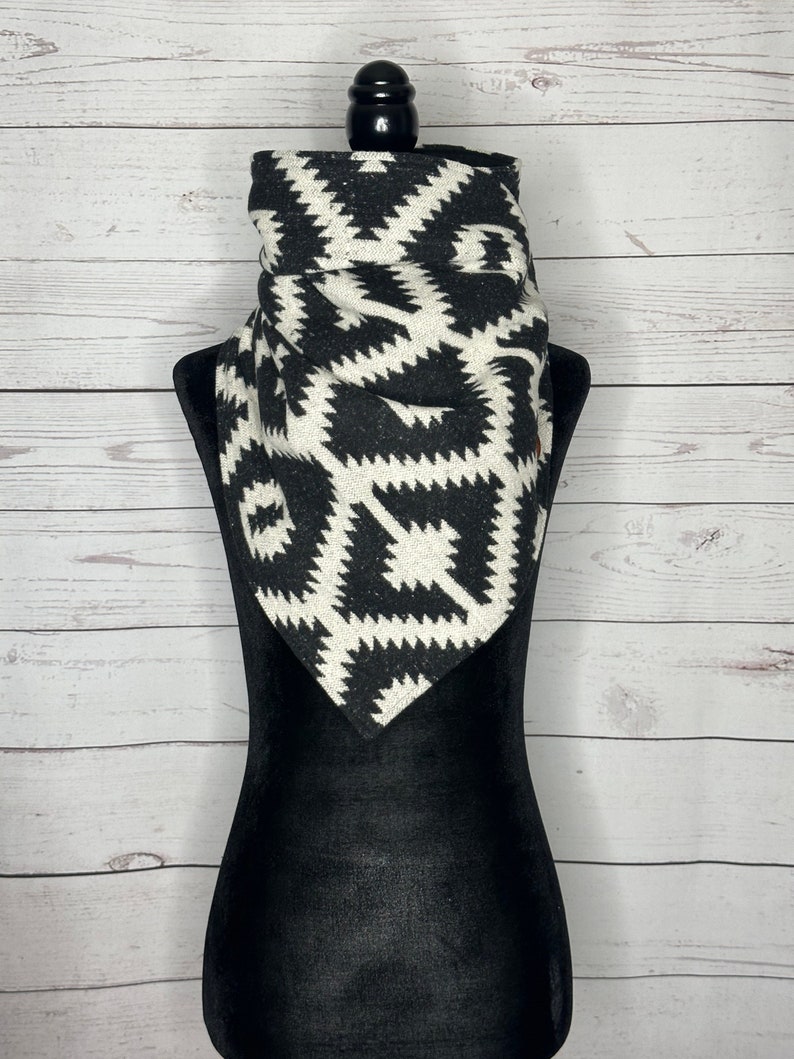Black & White Western Aztec Warm Neck Hood