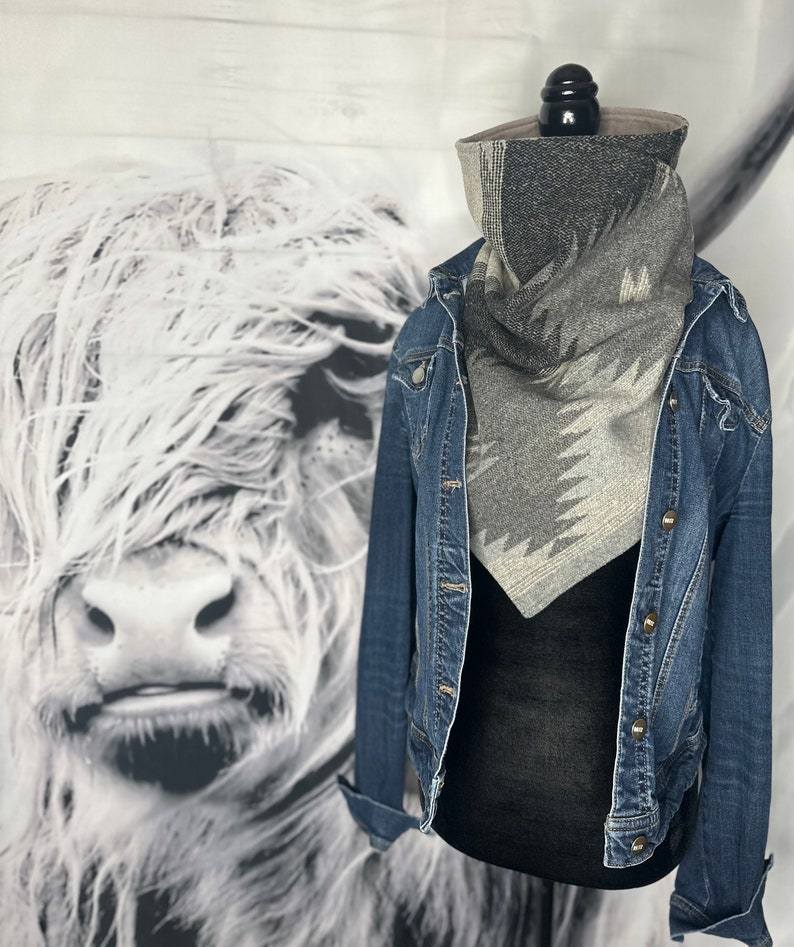 Grey Western Aztec Warm Neck Hood